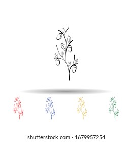 Flores decorativas, icono de dibujo a mano multicolor. Línea delgada simple, contorno vector de flores decorativas iconos para ui y ux, sitio web o aplicación móvil