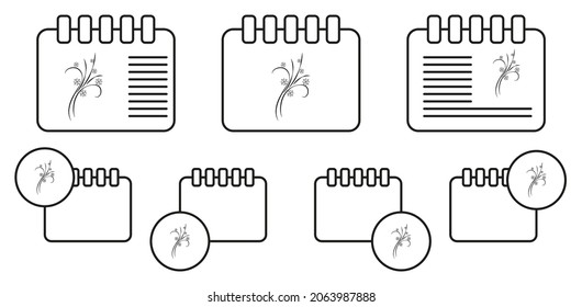 Flores decorativas, icono del vector de tracción manual en la ilustración del conjunto de calénder para ui y ux, sitio web o aplicación móvil