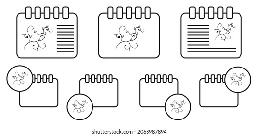 Flores decorativas, icono del vector de tracción manual en la ilustración del conjunto de calénder para ui y ux, sitio web o aplicación móvil