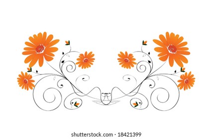 Decorative flowers, isolated on white background, vector illustration. Please see some similar pictures from my portfolio.