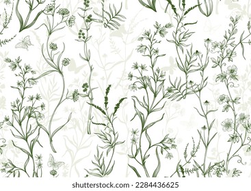 Decorative flowers and leaves in art nouveau style, vintage, old, retro style. Border, frame, template for product label, cosmetic packaging. Easy to edit. Vector illustration. In art nouveau style.