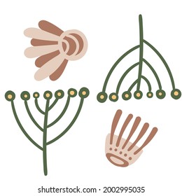 decorative flowers leaves and items to create postcards and patterns