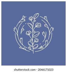 decorative flowers and leaves line illustration vector