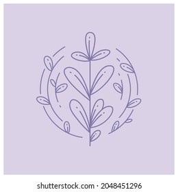 decorative flowers and leaves line illustration vector