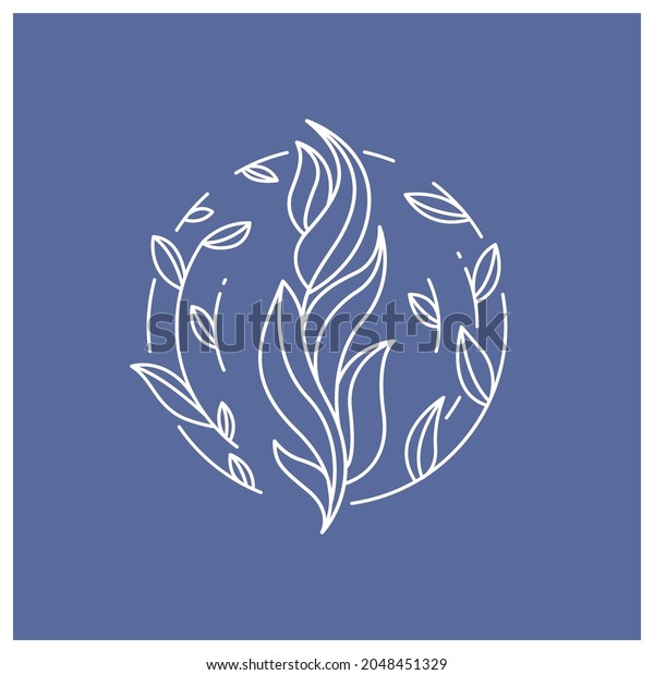 decorative\
flowers and leaves line illustration\
vector