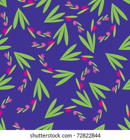 Decorative flowers on blue background - seamless pattern