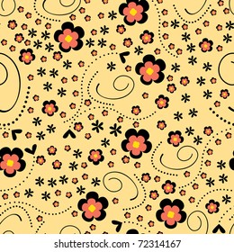 Decorative flowers on brown seamless