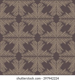 Decorative flowers on dark background, vintage design, baroque style seamless pattern / print