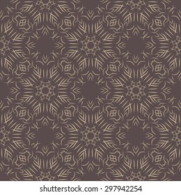 Decorative flowers on dark background, vintage design, baroque style seamless pattern / print