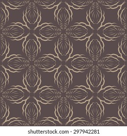 Decorative flowers on dark background, vintage design, baroque style seamless pattern / print