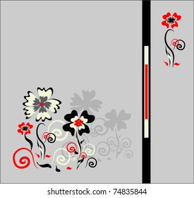 Decorative flowers on a gray background