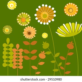 decorative flowers on the green background