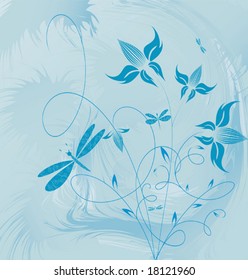 Decorative flowers on grunge background, vector illustration.