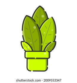 decorative flowers in pots in green for spring illustration