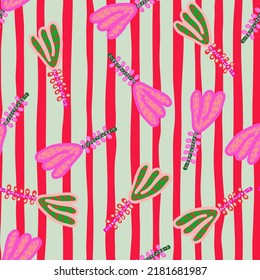 Flores decorativas sin costura. Papel mural floral contemporáneo extraño. Plantas botánicas creativas papel de pared sin fin. Diseño para tela, impresión textil, envoltura, cubierta. Ilustración del vector