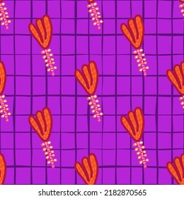 Decorative flowers seamless pattern. Contemporary strange floral wallpaper. Creative botanical plants endless wallpaper. Design for fabric, textile print, wrapping, cover. Vector illustration