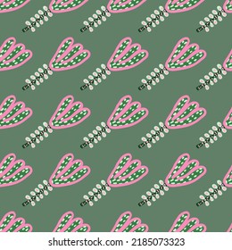 Flores decorativas sin costura. Papel mural floral contemporáneo extraño. Plantas botánicas creativas papel de pared sin fin. Diseño para tela, impresión textil, envoltura, cubierta. Ilustración del vector