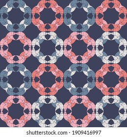 Decorative flowers. Seamless pattern. Design with manual hatching. Textile. Ethnic boho ornament. Vector illustration for web design or print.