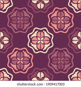 Dekorative Blumen. Nahtloses Muster. Design mit manueller Schraffur. Textil. Ethnische Boho-Ornament. Vektorgrafik für Webdesign oder Print.