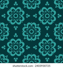 Decorative flowers seamless pattern. Floral ornament background. Art Deco graphic design art. Vector illustration.	