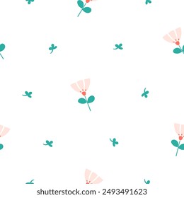 Flores decorativas. Patrón sin costuras. Planta floral de Naturaleza. Dibujo de Vector. Diseñar adornos.
