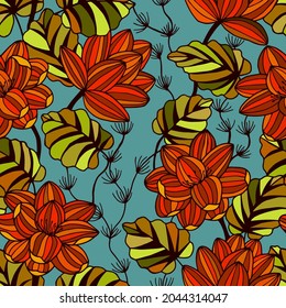 Decorative flowers seamless pattern. Vector stock illustration eps10. 