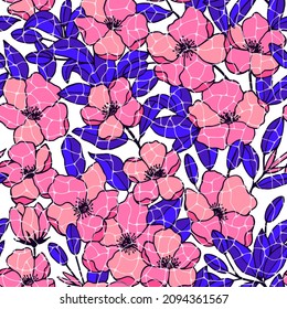 Decorative flowers seamless pattern. Vector stock illustration eps10. 