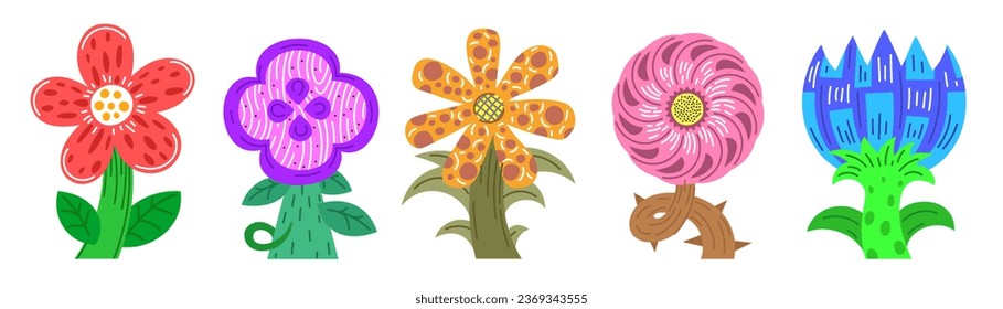 Decorative flowers set vector illustration