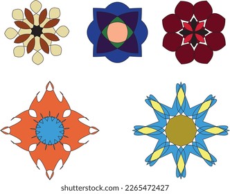 Decorative flowers, stars. Vector file for designs.