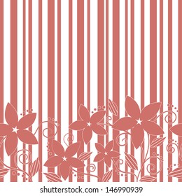 decorative flowers, striped background, vector illustration