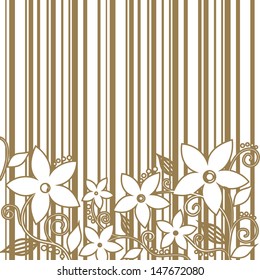 decorative flowers, striped background, vector illustration