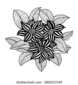 Decorative flowers. Vector stock illustration eps10. Isolate on white background, outline, hand drawing.