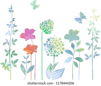 Decorative flowers in watercolor style