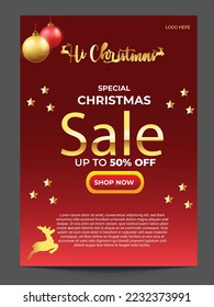 Decorative Flyer Design Template for Christmas