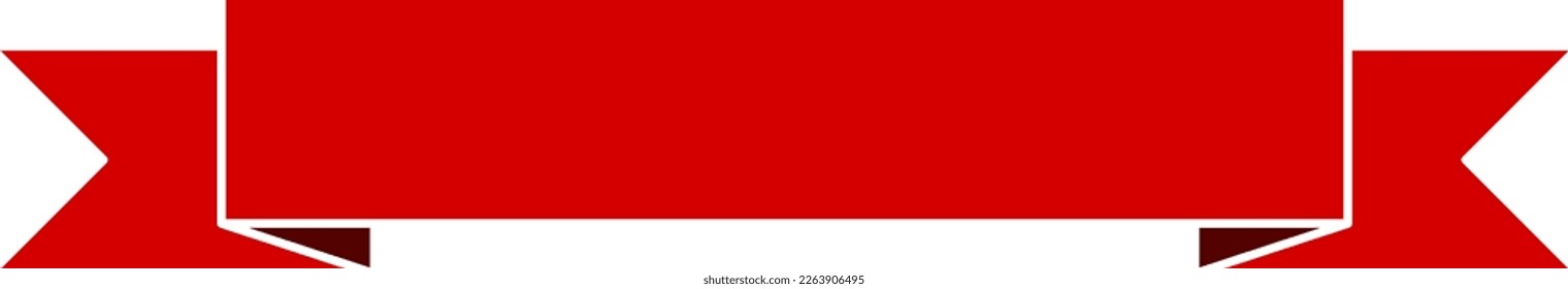 Decorative Folded Red Ribbon Symbol Icon with Empty Space for Text. Vector Image.