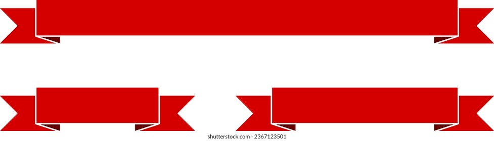 Decorative Folded Red Ribbon Symbol Icon Set with Empty Space for Text. Vector Image.