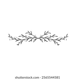 A decorative foliage element. Could be used at top and bottom of an invitation. Featuring leaves hand drawn as a vector.