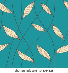 Decorative foliage pattern with crossing stems. 