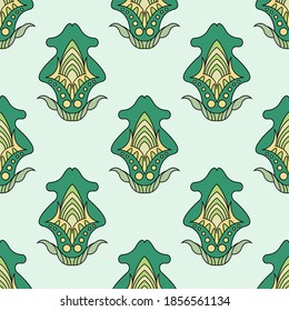 Decorative folk art pattern, modern ornamental shape vector design, wallpaper