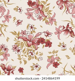 decorative folk seamless pattern with flowers