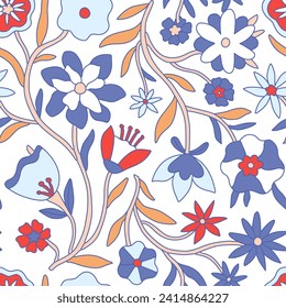 patrón ininterrumpido decorativo folclórico con flores