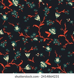 decorative folk seamless pattern with flowers