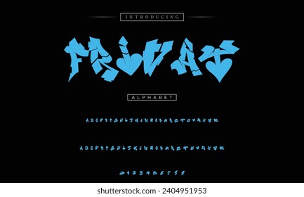 decorative font in graffiti style with spray effect. Ideal for pattern, fabric print, shops and many other uses