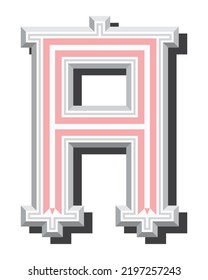 Decorative font.Custom letter on white background.
