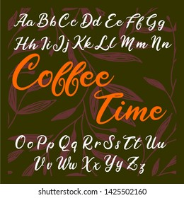 Decorative fonts typeface vector vintage. Isolated vector letters on decorative background named Coffee Time