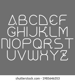 Decorative font.Vector art alphabet on grey background.