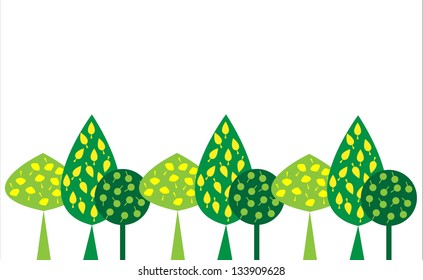 Decorative forest green on a white background