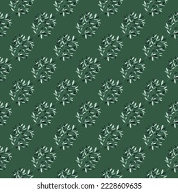 Decorative forest twig endless wallpaper. Hand drawn branches with leaves seamless pattern. Botanical sketch background. Design for fabric, textile print, wrapping, cover. Vector illustration