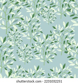 Decorative forest twig endless wallpaper. Hand drawn branches with leaves seamless pattern. Botanical sketch background. Design for fabric, textile print, wrapping, cover. Vector illustration