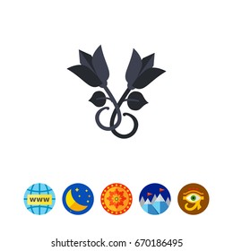Decorative forged roses vector icon